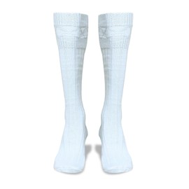 Scottish Highland Kilt Hose for Men, Ribbed Socks for USA Shoe Sizes, Wool Blend (White, XL)