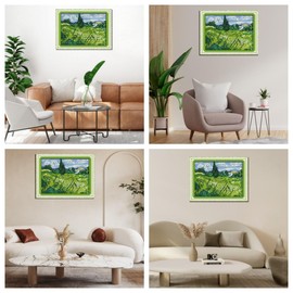 IUHUI 14ct Cross Stitch Set, Pre-Printed for Beginners, Adults, The Field of Van Gogh DIY Cross Stitch Embroidery Kits Embroidery Fabric Templates