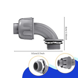 EBOKA 3/4-in Nonmetallic Liquid-Tight 90-Degree Electrical Conduit Connector Fitting, UL Listed PVC Conduit Fitting 3/4'' (10 Packs)