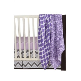 Bacati - Ikat Muslin 2 Pc Security Blankets (Grey/Purple)