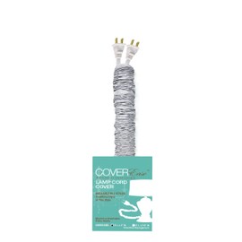 COVER EASE DECORATIVE CORD COVERS Gray Faux Silk Fabric Lamp Cord Cover - Cable Sleeve, Wire Cover, Cord Hider for Cable Management for Electrical Lighting Fixtures (1 Pack)