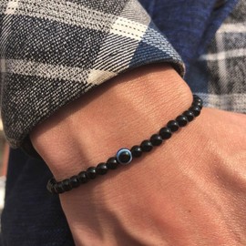 Mens Bracelets Evil Eye Bracelet for Men Adjustable Natural Stretch Preppy Beaded Bracelet Good Luck Protection Jewelry for Women Men
