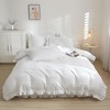 RANZNAZ White Ruffle Duvet Cover Queen Size with Pintucks, 3