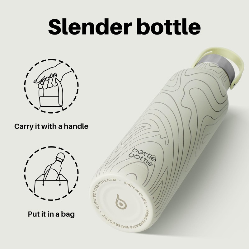 Bottle Bottle 600ml Insulated Water Bottle with Handle Hiking Peak