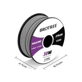 BROTREE Paracord 275 2.4 mm 30 m Nylon Rope with 4 Core Cord for Bracelet, Outdoor and DIY - 125 kg Breaking Load (Grey)
