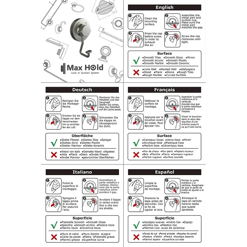 MaxHold No-Drilling/Suction Cup Round Towel Ring - Vaccum System -
