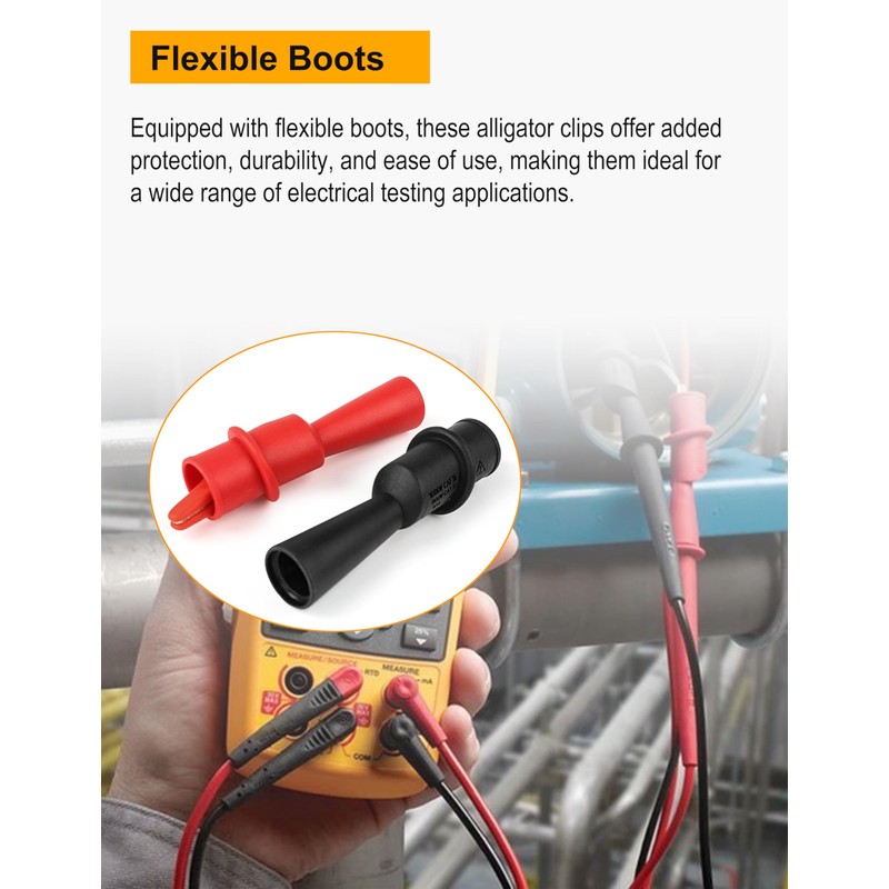 ZIBOO AC175 Threaded Slide-On Alligator Clip Set with Flexible Boots,