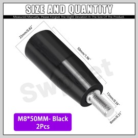 Swpeet M8 x 50 mm Male Thread Handle Rotary Wheel, Machine Handle, Rotary Knob Handle, Crank Handle Rotary Wheel for Milling Machine, Lathe, Grinder, Drill, Pack of 2