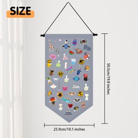 Brooch Jewelry Storage Case Canvas Enamel Lapel Pin Banner Holder Earrings Necklace Glitter Collection Organizer (Grey)