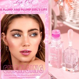 Magic Color Changing Lip Oil Aceite Labial Hidratante y Voluminizador Bálsamo Labial Brillante, No Pegajoso, Lip Glow Oil, Transparente, Cuidado Labial