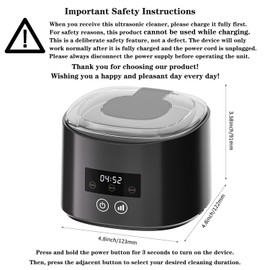 Ultrasonic denture cleaner, Retainer Cleaner Machine for Dentures, Mouth Guards, Braces, Toothbrush Heads, Jewelry, 45kHz Retainer Cleaning, 3 Modes for All Denture Appliances (Black)