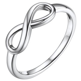 CCBFY 18k White Gold Gold Plated 925 Sterling Silver Rings for Women Promise Rings for Her, Stackable Wedding Bands Rings for Women Infinity Forever Love Knot Ring Silver 8