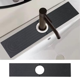 Stargaz Faucet Mat for Kitchen Sink Diatomaceous Earth Faucet Splash Guard, Stone Quick Dry Sink Splashback Drying Mat Quick Drying Water Absorbing Stone Tray For Kitchen (Grey, 15.75”×3.9”)