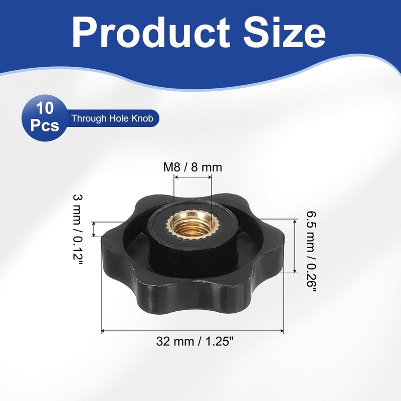 PATIKIL M8 x 32mm Thread Clamping Nuts, 10 Pcs 6