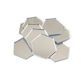Super Cool Creations Hexagon Shaped Crafting Mirrors, Set of 10, Many Colours, Shatterproof Acrylic, White, Pack of 10 x 9cm