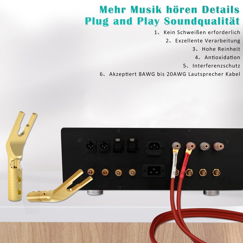 Monosaudio Speaker Fork Connector 8 Pieces Y Flat Connector Screw