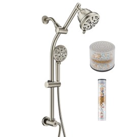 Westbrass SCH900F-07 Filtered Shower Head and Hand Sprayer Set on 21" Adjustable Height No-Drill Slide Bar, Satin Nickel
