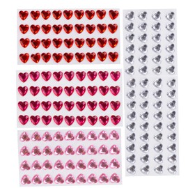 Valentine's Acrylic Heart Rhinestone Sticker Self Adhesive Flat Back Heart Crystal Gems Rhinestone for Wedding Decoration DIY Crafts Jewelry Making,0.5 Inch (144 Pieces)
