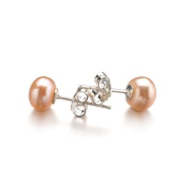 Pink 6-7mm AA Quality Freshwater 14K White Gold Cultured Pearl Earring Pair