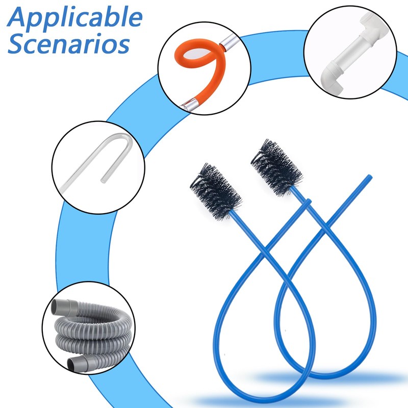 2 PCS Condensate Flexible Drain Brush, 15.7 in Nylon and