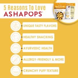 AshaPops Turmeric Garlic Flavored Popped Water Lily Seeds - Gluten-Free, Vegan, Paleo, Nut-Free, Corn-Free, Soy-Free, Non-GMO, Delicious Plant-Based Crunchy Snack, 0.5 oz (Pack of 12)