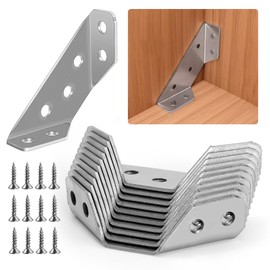 10Pcs Universal Stainless Steel Furniture Corner Connector, Universal Anti-Deform Corner Brackets, Multi-Angle Joint Fasteners, and Triangle Support Frame Brackets, Includes Screws