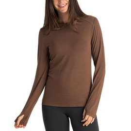 Free Fly Women's Shade Hoodie II - UPF 50+ Sun Protection Clothing Women's Sun Shirt, Bamboo Viscose Hooded Shirt - Mustang, X-Large