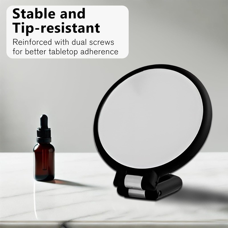 Jaasuee Black Magnifying Handheld Mirror Double Sided, 1X & 15X