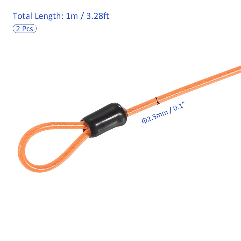M METERXITY 2PCS Safety Cable Plastic Coated Steel Locking Rope