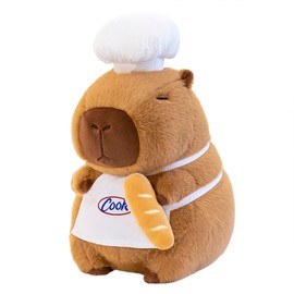 Ditucu Cute Capybara Plush with Cooking Chef Hat Bread Capibara Stuffed Animals Soft Plushies Toys Hugging Gifts for Kids Brown 9 inch