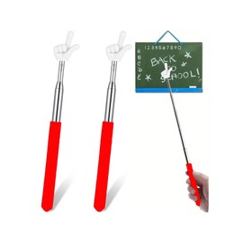 2Pcs Pointer Finger Stick – Multipurpose Teacher Supplies Pointer Stick, Classroom Pointer and Finger Pointer Stick, Engaging Colors – Classroom Essentials for Effective Presentations（Red）