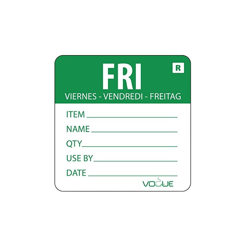 Hygiplas Removable Day of the Week Label - Friday (Pack