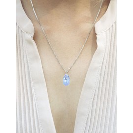 MŚ 1997 MENNICA ŚWIDNICKA Almond Earrings 925 Silver with Necklace Women's Set – High Quality Zircons – Jewellery Chain Women's Earrings Set with Necklace Ideal Gift Idea, Sterling Silver, Crystal