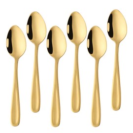 Buyit Teaspoon Coffee Spoons Dessert Spoons Set of 6 18-0 Stainless Steel Thick Thick Total Length 13.5cm Gold