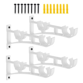 AddGrace 4 Pack Double Curtain Rod Brackets for Drapery Rod Aluminum Alloy Heavy Duty Curtain Rod Holders