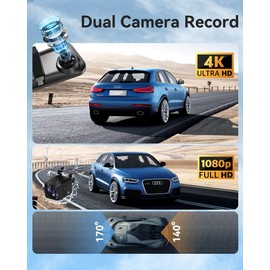 12''4K Rear View Mirror Camera with CarPlay&Andorid Auto,Mirror Dash Cam Front and Rear for Car Truck with Voice Control&Split Touch Screen, Rerverse Assist/Loop Record/G sensor/64GB Card Included