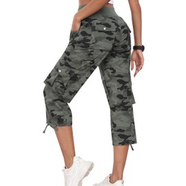 MoFiz Hiking Cargo Shorts for Women Outdoor Quick Dry Athletic Shorts for Boating Camping with Pockets Camo Green XL