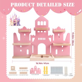 Tonie Shelf for Tonies Box Set - Tonie Storage for Tonie Box & Tonies Figures & Charging Station, Magnetic Wooden Floating Shelf for Toniebox & 15-33 Tonies Characters, Wall Mounted Rack,Castle Shape