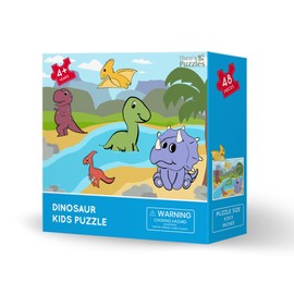 Theo's Puzzles Dinosaur Kids Puzzle - Fun 48-Piece Jigsaw with Diverse Dinosaur, Rivers, and Volcano Scenery for Ages 4+, Perfect Dinosaur Puzzles for Kids Ages 4-6, Size 8.5x11