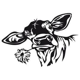 GRAZDesign Wall Tattoo Happy Cow Head Wall Sticker Kitchen Living Room Hallway Farm Sticker in Many Sizes 32 x 30 cm Black