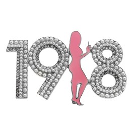 ALPHA Letter Sorority 1908 Girl Rhinestone Metal Brooch White Imitation Pearl Jewelry Pin
