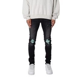 mnml Men's X559 Skinny Moto Denim - Black/Green, 31