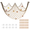 80x40 Inch Decorative Fishing Net w/Shells & Clips, 3mm Thickness