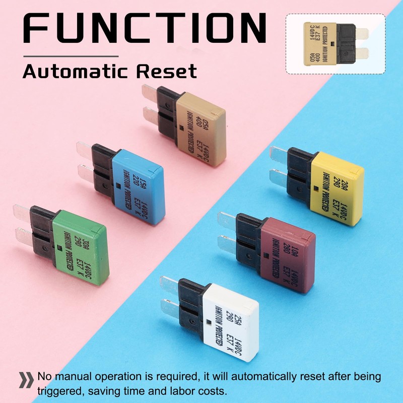 DMiotech 3 Pack Automatic Mini Reset Fuse, 14V DC 5A