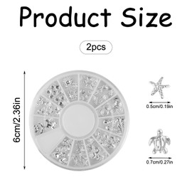 Bojueshaw 2set 3D Nail Art Decorations,Nail Art Jewellery Ocean Themed,12 Grid Mixed Sizes Nail Art Decor for Women Girl Nail Art Gems Kit