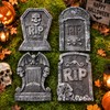 4PCS Halloween Tombstone Decorations – Foam Skeleton Graveyard Props for