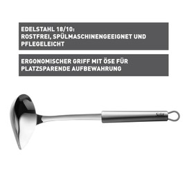 Silit Classic Line Sauce Spoon 28 cm, Sauce Ladle with Spout, Polished Stainless Steel, Soup Ladle, Dishwasher Safe