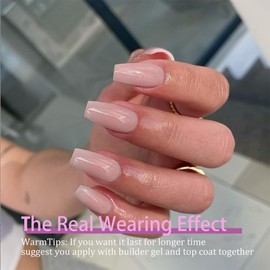 SXVME Soft Gel Nail Tips Long Coffin Gel X Nails, 300Pcs Pre-applied Tip Primer Gel X Nail Tips, Natural Pink Colored Gel Tips Acrylic Fake Nails Extensions False Nails Press ons for Easy DIY