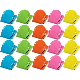 Lostwry Pack of 20 Magnetic Clips, Magnetic Clips, Multi Colour Metal Magnetic Clips, Magnetic Clips for Fridge, Whiteboard, Office, Home, Kitchen, School