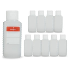 Octopus Octopus 10x 100 ml plastic bottles, HDPE plastic bottles with white flip-top cap, empty bottles with white hinged cap, square bottles incl. labels